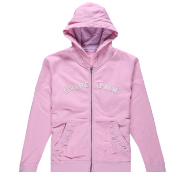 Rosa en blanco completo con cremallera Hood Hoodie (SW - 258)